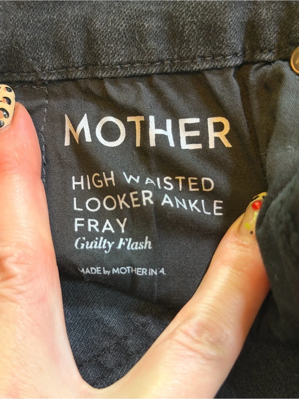 Mother black denim high rise straight leg sequin side ankle jeans
